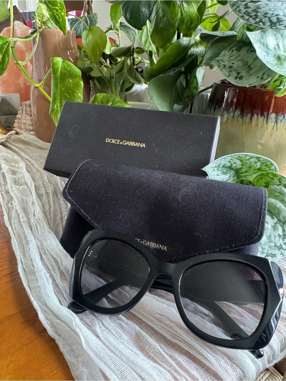 Dolce & Gabbana Black Oversized Cat-Eye Sunglasses